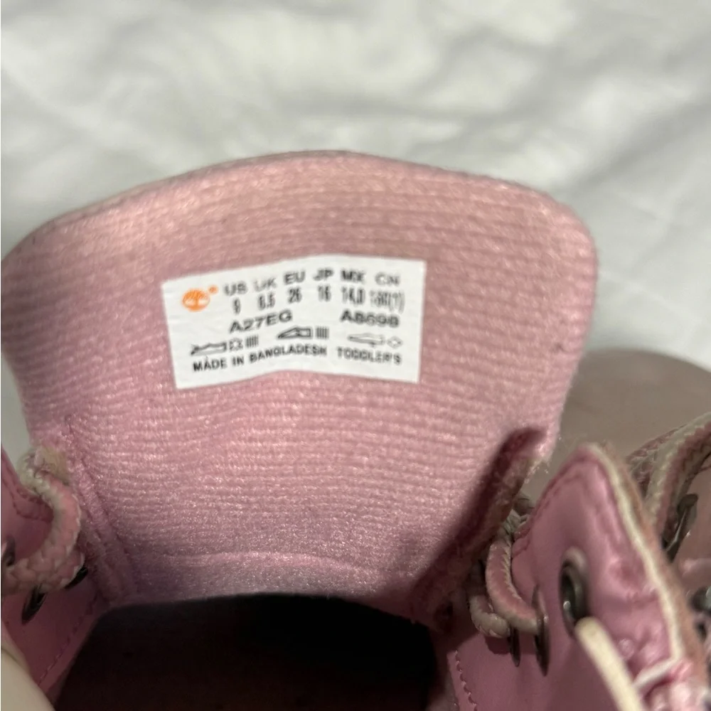 Timberland - Girls -  Pink and White High-Top Boots - size 8